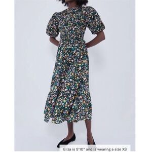 HYACINTH HOUSE Black Multi Floral Smocked Samantha Midi Dress